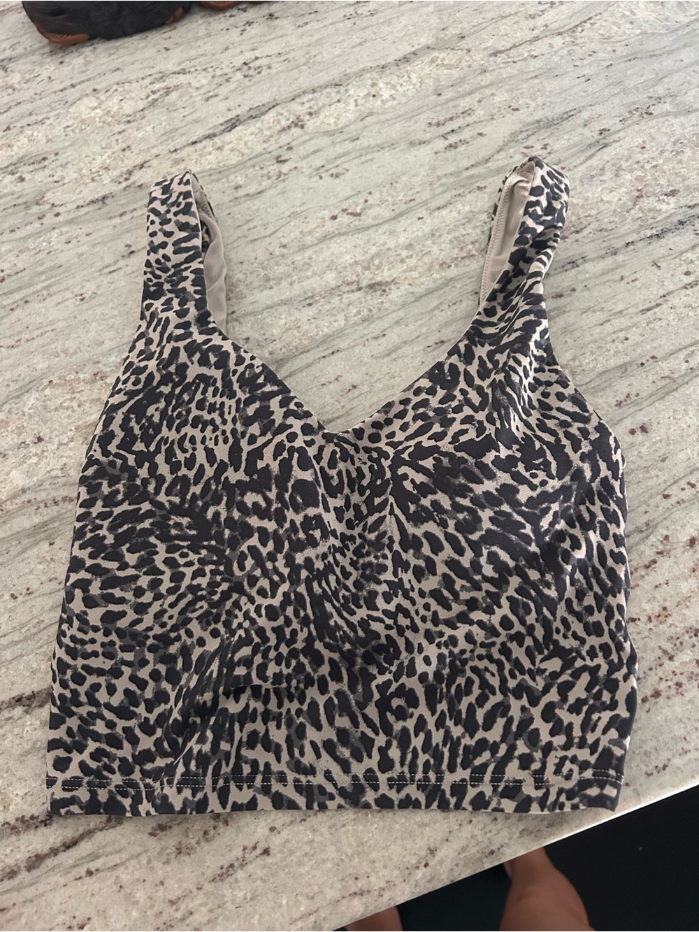 aerie Leopard Print V-Neck Cami in Beige and Black